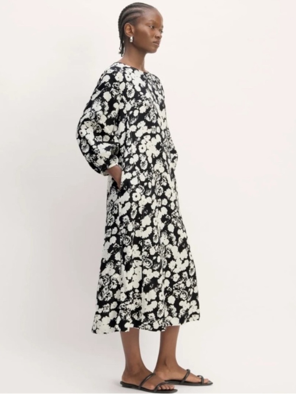 Everlane The Linen A-Line Midi Balloon Sleeve Modest Dress Size 12